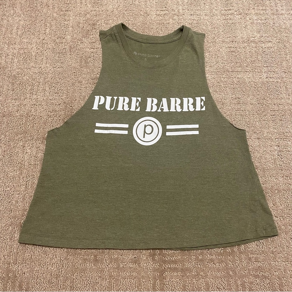 {Pure Barre} Green Muscle Tee/Tank | Raw Cut Hem ~ Size Small